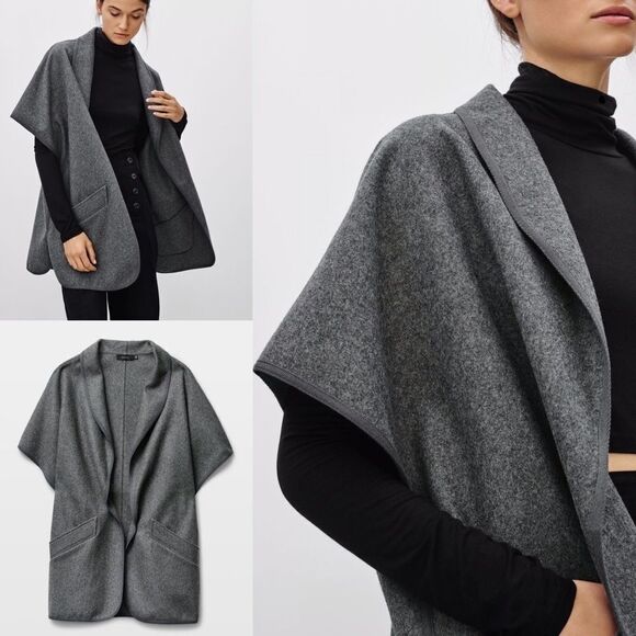 ARITZIA Wool Laverton Poncho Blazer Jacket Blazer Black XXS/XS - Picture 2 of 10